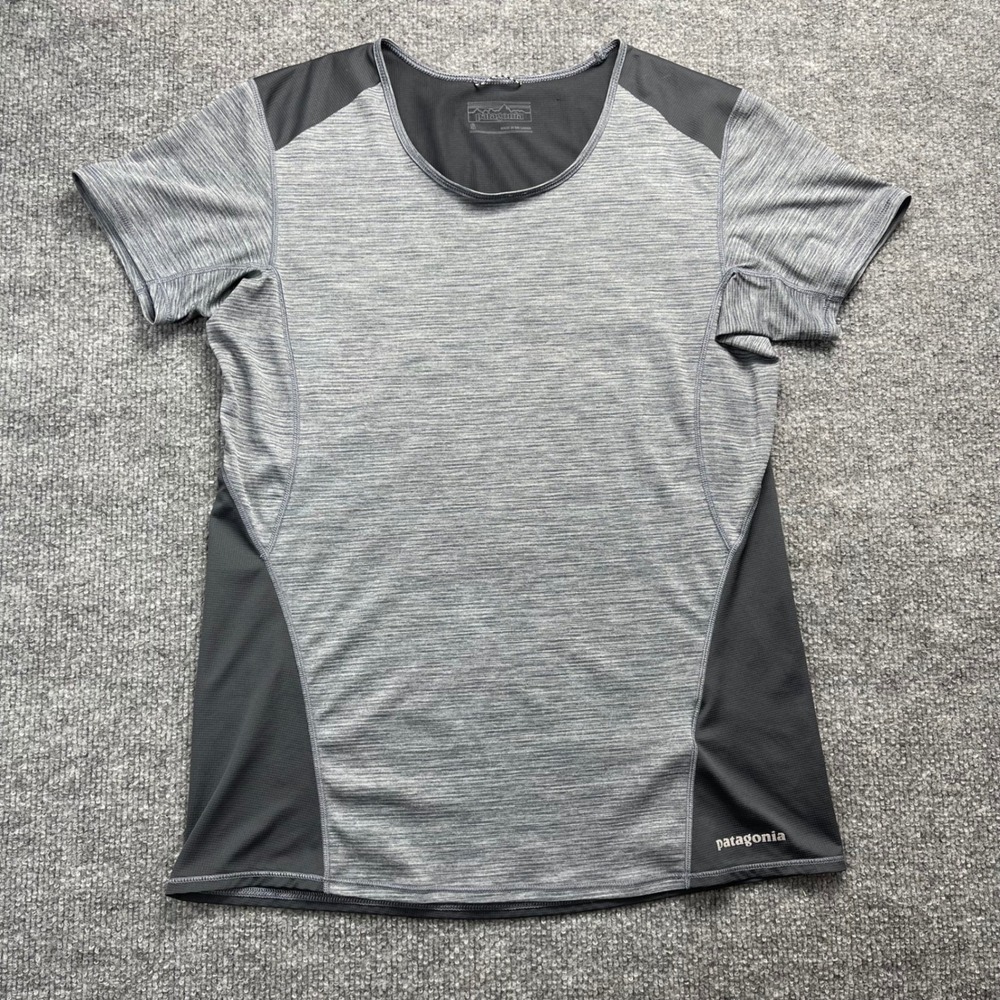 Patagonia Womens Capilene Short Sleeve Active Shirt Grey Heathered Small